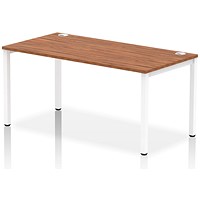 Impulse 1 Person Bench Desk, 1600mm (800mm Deep), White Frame, Walnut