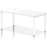 Impulse 1 Person Bench Desk, 1600mm (800mm Deep), White Frame, White