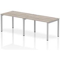 Impulse Bench Single Row 2 Person 1200 Silver Frame Office Bench Desk Grey Oak
