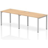 Impulse 2 Person Bench Desk, Side by Side, 2 x 1200mm (800mm Deep), Silver Frame, Maple