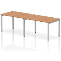Impulse Bench Single Row 2 Person 1200 Silver Frame Office Bench Desk Oak Impulse Bench Single Row 2 Person 1200 Silver Frame Office Bench Desk Oak