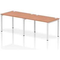 Impulse 2 Person Bench Desk, Side by Side, 2 x 1200mm (800mm Deep), White Frame, Beech