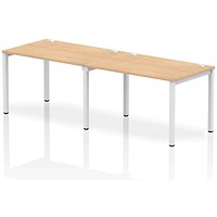 Impulse 2 Person Bench Desk, Side by Side, 2 x 1200mm (800mm Deep), White Frame, Maple