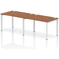 Impulse 2 Person Bench Desk, Side by Side, 2 x 1200mm (800mm Deep), White Frame, Walnut