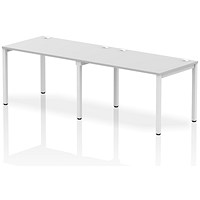 Impulse 2 Person Bench Desk, Side by Side, 2 x 1200mm (800mm Deep), White Frame, White