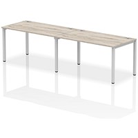 Impulse Bench Single Row 2 Person 1400 Silver Frame Office Bench Desk Grey Oak