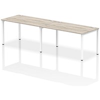Impulse Bench Single Row 2 Person 1400 White Frame Office Bench Desk Grey Oak