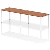 Impulse Bench Single Row 2 Person 1400 White Frame Office Bench Desk Walnut