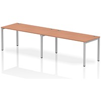 Impulse Bench Single Row 2 Person 1600 Silver Frame Office Bench Desk Beech