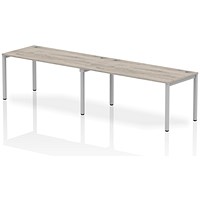 Impulse Bench Single Row 2 Person 1600 Silver Frame Office Bench Desk Grey Oak Impulse Bench Single Row 2 Person 1600 Silver Frame Office Bench Desk Grey Oak