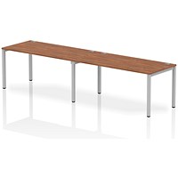 Impulse Bench Single Row 2 Person 1600 Silver Frame Office Bench Desk Walnut