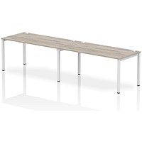 Impulse Bench Single Row 2 Person 1600 White Frame Office Bench Desk Grey Oak