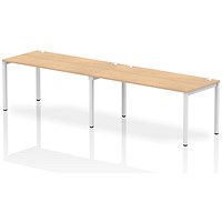 Impulse 2 Person Bench Desk, Side by Side, 2 x 1600mm (800mm Deep), White Frame, Maple