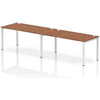 Impulse Bench Single Row 2 Person 1600 White Frame Office Bench Desk Walnut