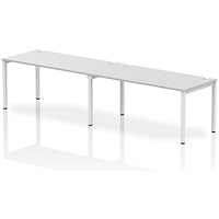 Impulse 2 Person Bench Desk, Side by Side, 2 x 1600mm (800mm Deep), White Frame, White