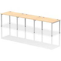 Impulse Bench Single Row 3 Person 1200 Silver Frame Office Bench Desk Maple