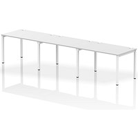 Impulse 3 Person Bench Desk, Side by Side, 3 x 1200mm (800mm Deep), White Frame, White