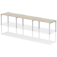 Impulse Bench Single Row 3 Person 1400 Silver Frame Office Bench Desk Grey Oak