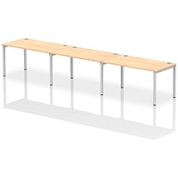 Impulse Bench Single Row 3 Person 1400 Silver Frame Office Bench Desk Maple Impulse Bench Single Row 3 Person 1400 Silver Frame Office Bench Desk Maple