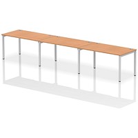 Impulse Bench Single Row 3 Person 1400 Silver Frame Office Bench Desk Oak