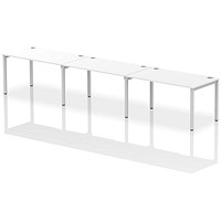 Impulse Bench Single Row 3 Person 1400 Silver Frame Office Bench Desk White