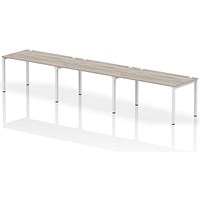 Impulse Bench Single Row 3 Person 1400 White Frame Office Bench Desk Grey Oak