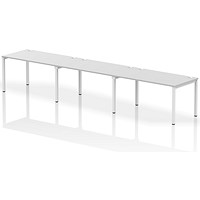 Impulse 3 Person Bench Desk, Side by Side, 3 x 1400mm (800mm Deep), White Frame, White