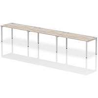 Impulse Bench Single Row 3 Person 1600 Silver Frame Office Bench Desk Grey Oak Impulse Bench Single Row 3 Person 1600 Silver Frame Office Bench Desk Grey Oak