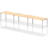 Impulse Bench Single Row 3 Person 1600 Silver Frame Office Bench Desk Maple