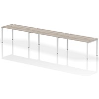 Impulse Bench Single Row 3 Person 1600 White Frame Office Bench Desk Grey Oak