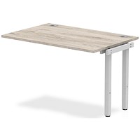 Impulse 1 Person Bench Desk Extension, 1200mm (800mm Deep), Silver Frame, Grey Oak