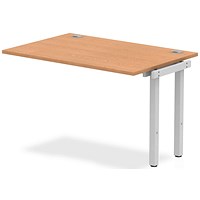 Impulse 1 Person Bench Desk Extension, 1200mm (800mm Deep), Silver Frame, Oak