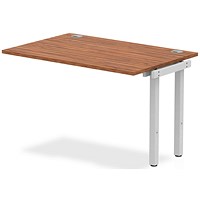Impulse Bench Single Row Ext Kit 1200 Silver Frame Office Bench Desk Walnut