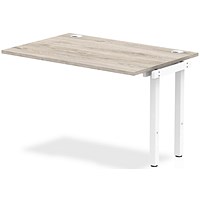 Impulse 1 Person Bench Desk Extension, 1200mm (800mm Deep), White Frame, Grey Oak