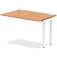 Impulse 1 Person Bench Desk Extension, 1200mm (800mm Deep), White Frame, Oak