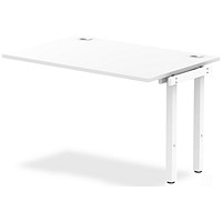 Impulse 1 Person Bench Desk Extension, 1200mm (800mm Deep), White Frame, White