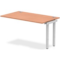 Impulse 1 Person Bench Desk Extension, 1400mm (800mm Deep), Silver Frame, Beech