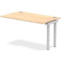 Impulse 1 Person Bench Desk Extension, 1400mm (800mm Deep), Silver Frame, Maple