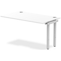 Impulse Bench Single Row Ext Kit 1400 Silver Frame Office Bench Desk White