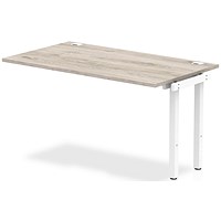 Impulse Bench Single Row Ext Kit 1400 White Frame Office Bench Desk Grey Oak