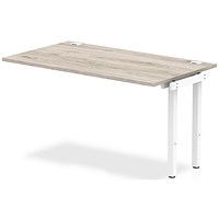 Impulse 1 Person Bench Desk Extension, 1400mm (800mm Deep), White Frame, Grey Oak