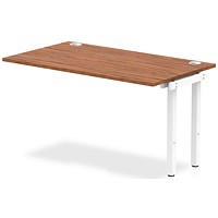 Impulse 1 Person Bench Desk Extension, 1400mm (800mm Deep), White Frame, Walnut