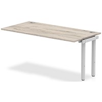 Impulse Bench Single Row Ext Kit 1600 Silver Frame Office Bench Desk Grey Oak Impulse Bench Single Row Ext Kit 1600 Silver Frame Office Bench Desk Grey Oak