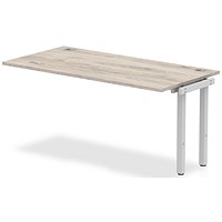 Impulse 1 Person Bench Desk Extension, 1600mm (800mm Deep), Silver Frame, Grey Oak