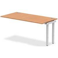 Impulse Bench Single Row Ext Kit 1600 Silver Frame Office Bench Desk Oak