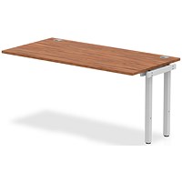 Impulse 1 Person Bench Desk Extension, 1600mm (800mm Deep), Silver Frame, Walnut