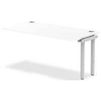 Impulse Bench Single Row Ext Kit 1600 Silver Frame Office Bench Desk White