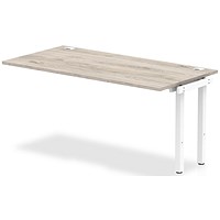 Impulse 1 Person Bench Desk Extension, 1600mm (800mm Deep), White Frame, Grey Oak