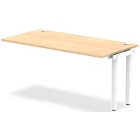 Impulse 1 Person Bench Desk Extension, 1600mm (800mm Deep), White Frame, Maple
