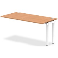 Impulse 1 Person Bench Desk Extension, 1600mm (800mm Deep), White Frame, Oak
